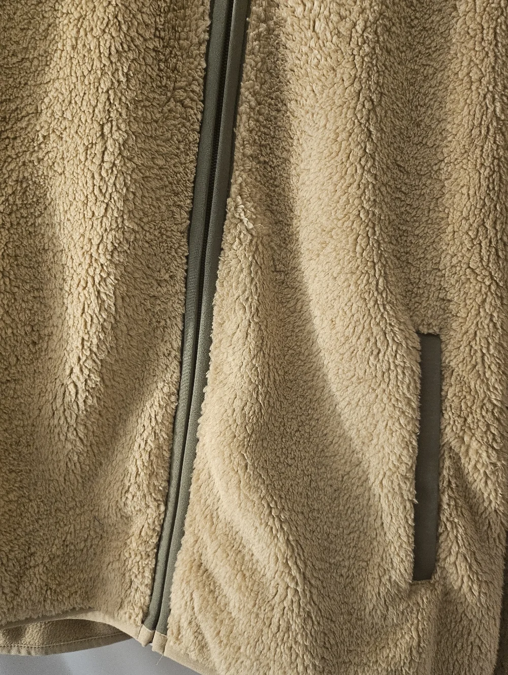 True Religion‎ Khaki Sherpa Full-Zip Hoodie